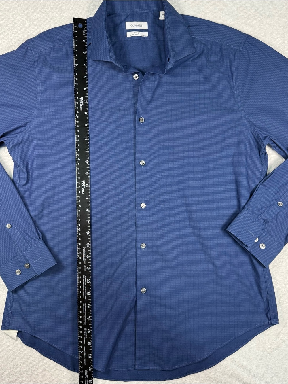 Calvin Klein Dark Navy Textured Dress Shirt - Picture 7 of 8